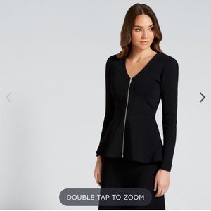Crepe luxe peplum cardigan